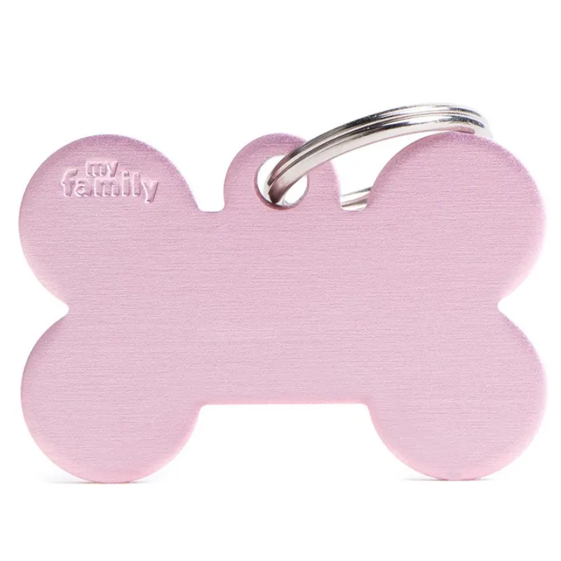 Medalha de Identificação My Family Osso Alumínio Rosa