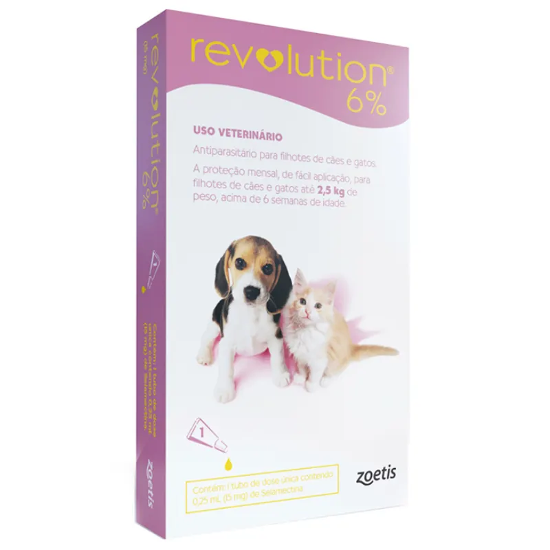 Antipulgas Revolution 6% Filhotes Cão/gato Até 2,5