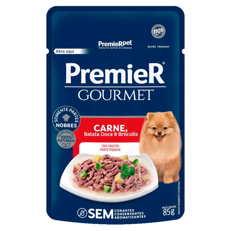 Premier Gourmet Cães Adultos de Pequeno Porte Carne 85 g