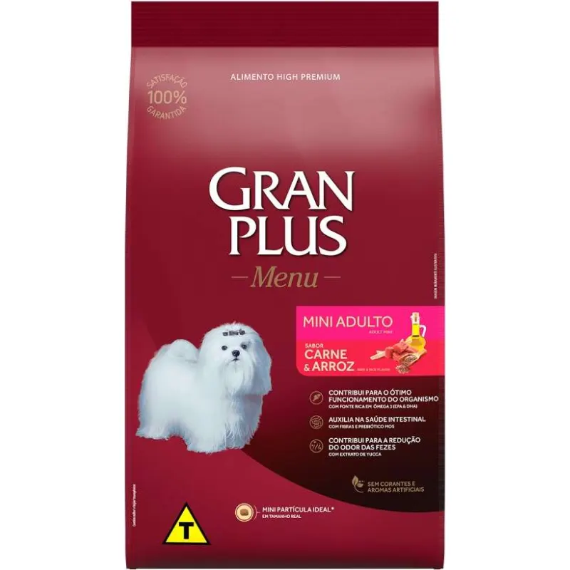 Ração GranPlus Menu Cães Adultos Mini Carne e Arroz
