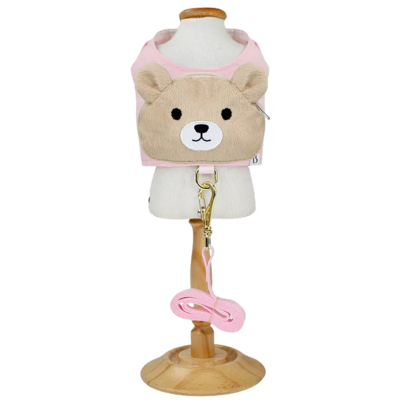 Colete Mochila Ursinho Rosa Bonito pra Cachorro