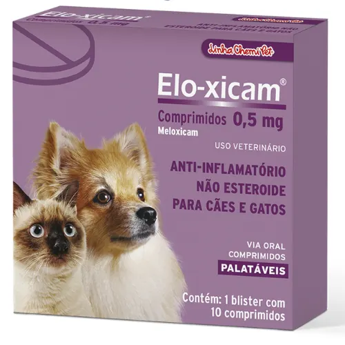 Anti-inflamatório - Elo-xicam 0,5mg - Cães/gatos com 10 comprimidos