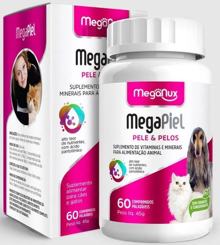 Suplemento MEGA-PIEL Pele&Pelo 60comp - Cães e Gatos
