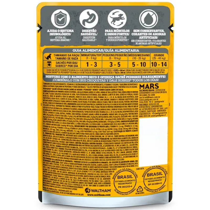 Sache Pedigree Carne ao Molho para Cães Sênior  100 g