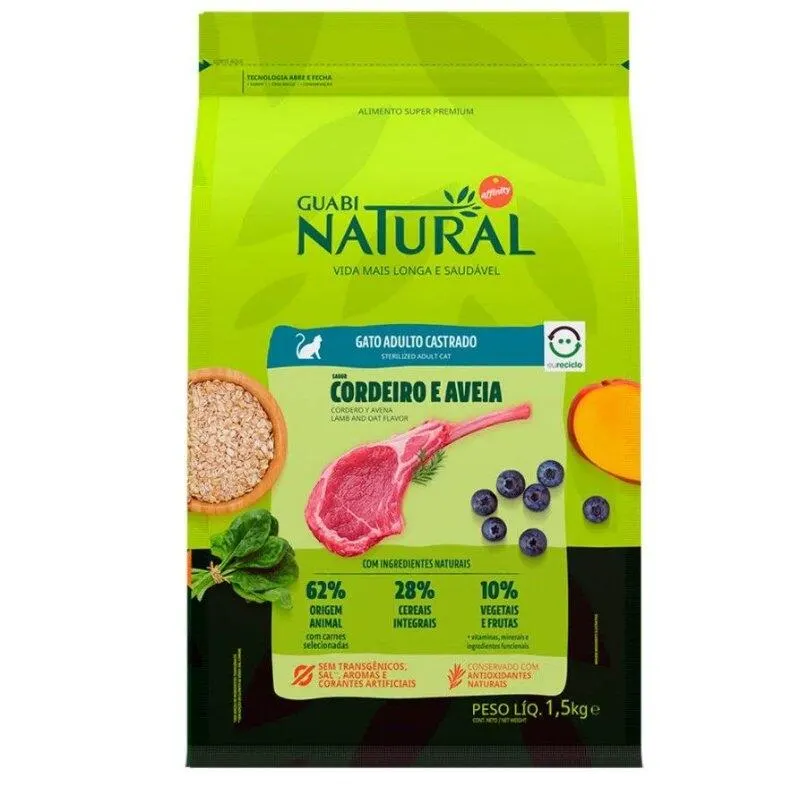 Ração G Natural Gatos Adultos Castrados Cordeiro&Ave 1,5kg