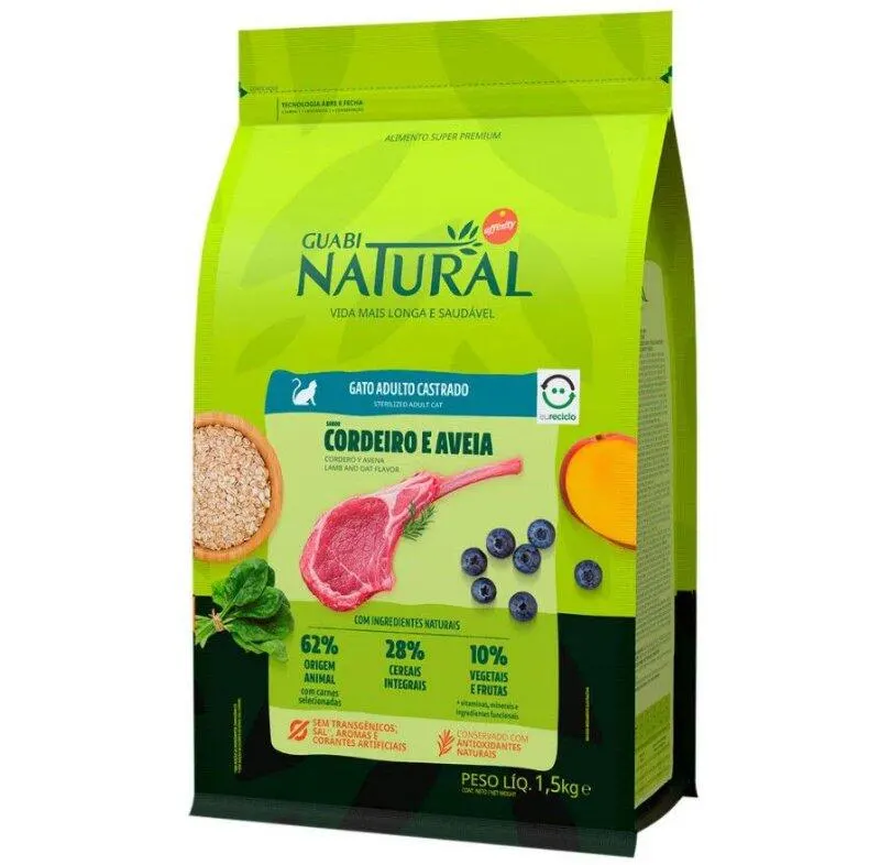 Ração G Natural Gatos Adultos Castrados Cordeiro&Ave 1,5kg