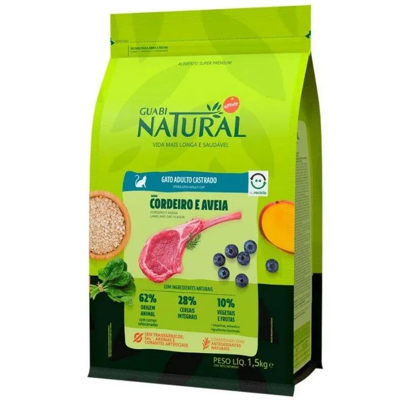 Ração G Natural Gatos Adultos Castrados Cordeiro&Ave 1,5kg