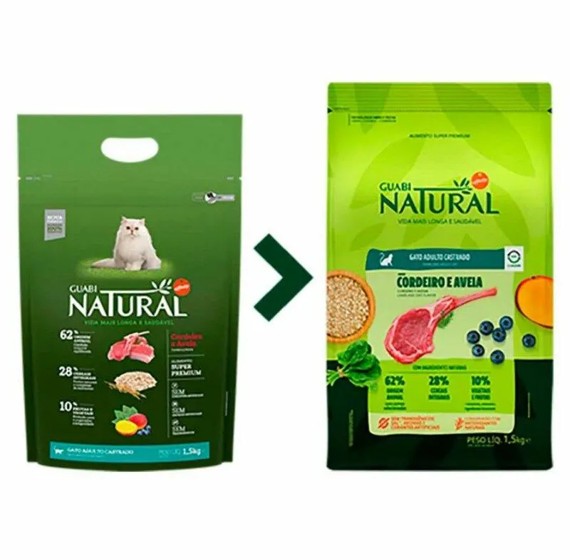 Ração G Natural Gatos Adultos Castrados Cordeiro&Ave 1,5kg