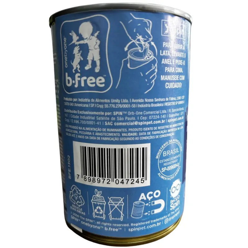 Lata Spin B.Free Sabor Peixe para Cães 280 g