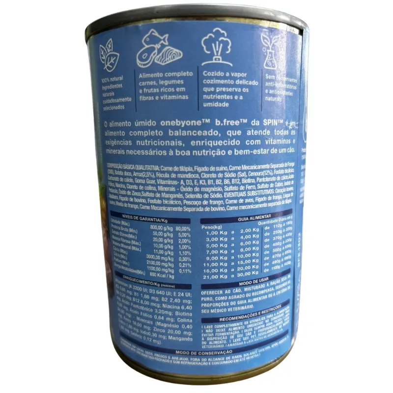 Lata Spin B.Free Sabor Peixe para Cães 280 g