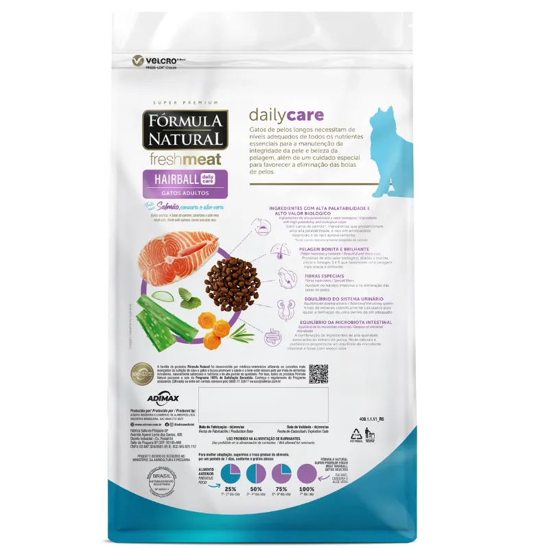 Ração Fórmula Natural Fresh Meat Hairball para Gatos Sabor Salmão 7 Kg