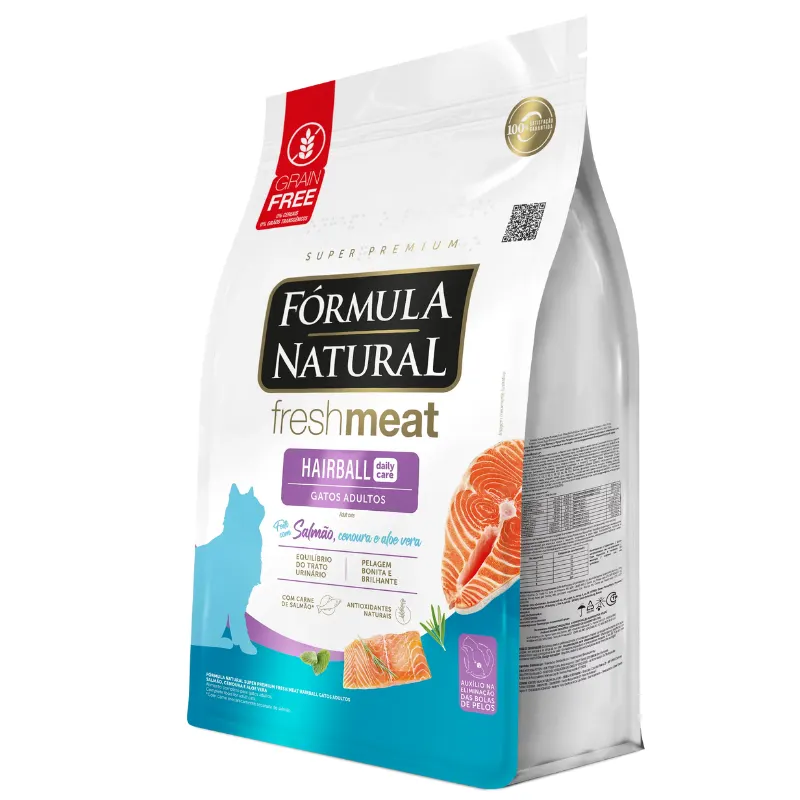 Ração Fórmula Natural Fresh Meat Hairball para Gatos Sabor Salmão 7 Kg