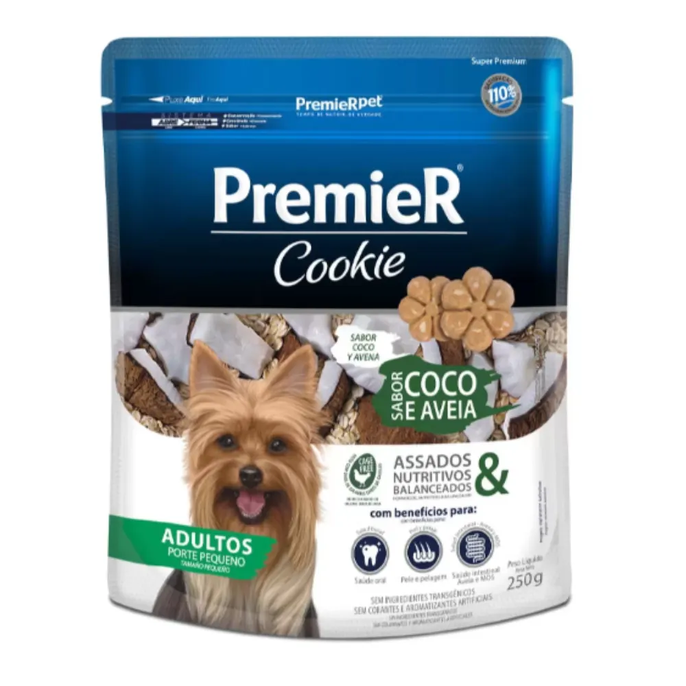 Biscoito Premier Cookie Cães Adultos Coco e Aveia 250g
