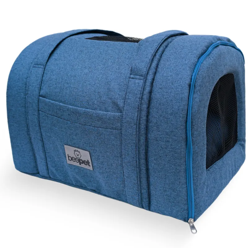Bolsa de Transporte Beepet Rustica Boucle Agata Azul