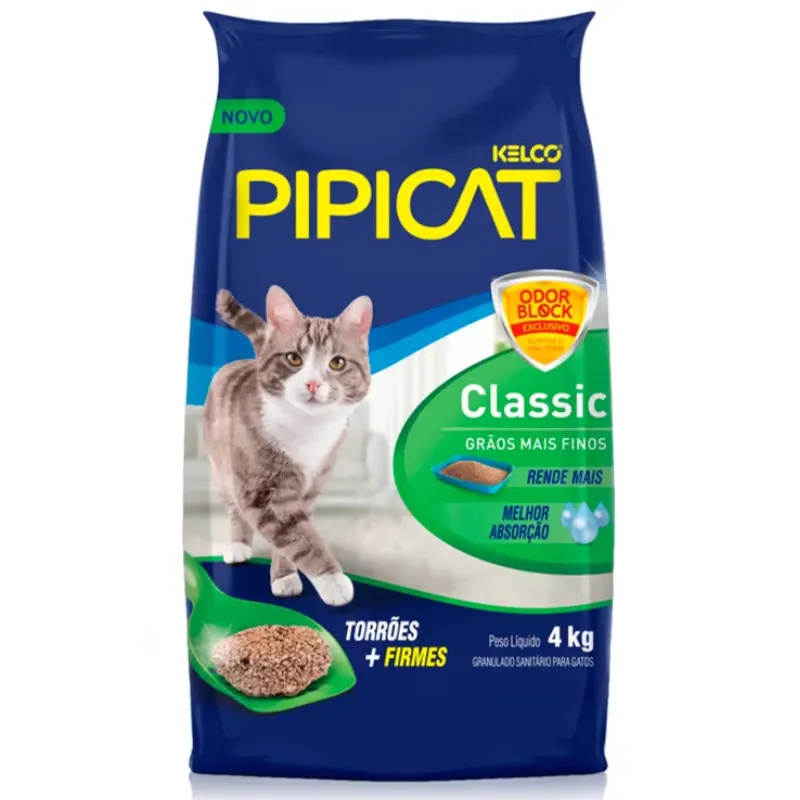 Areia Sanitária Kelco Pipicat Classic para Gatos
