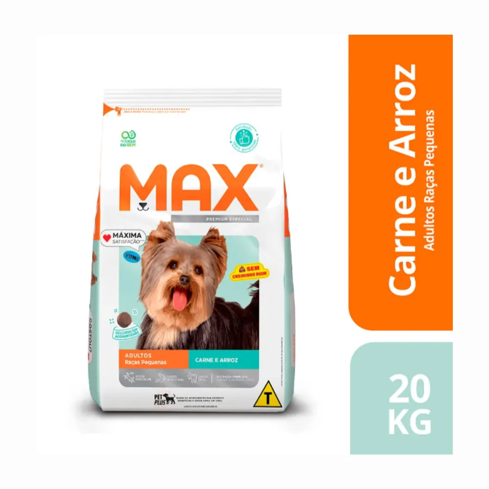 Ração Max Cães Adultos Porte Pequeno Carne e Arroz 20 Kg