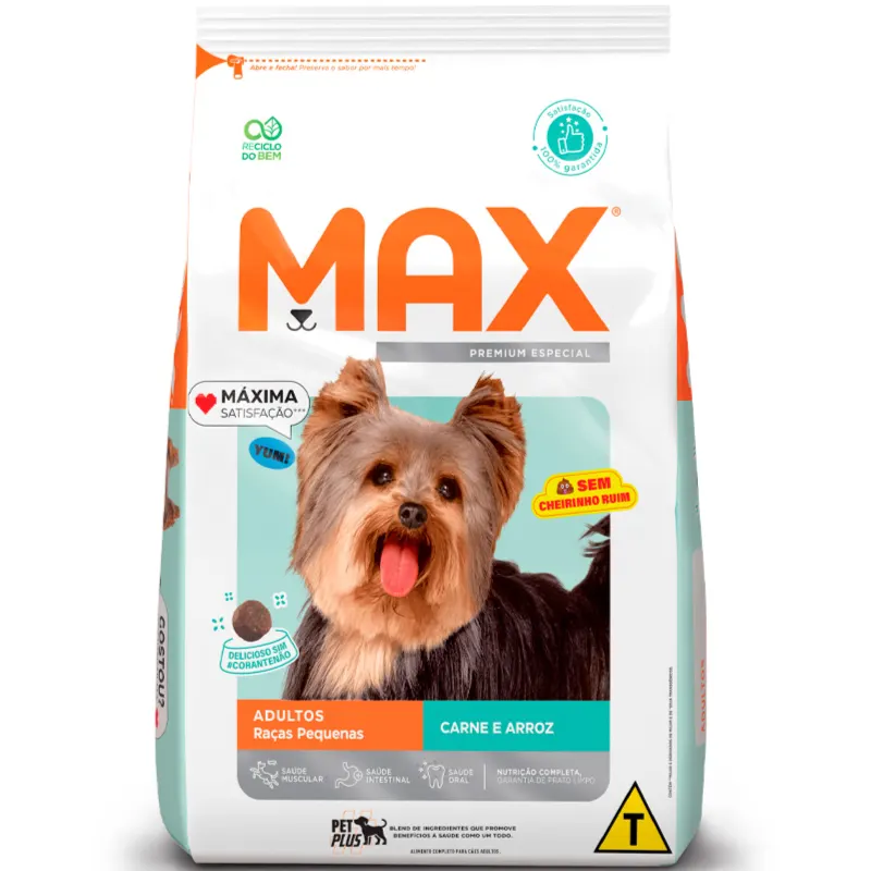 Ração Max Cães Adultos Porte Pequeno Carne e Arroz 20 Kg