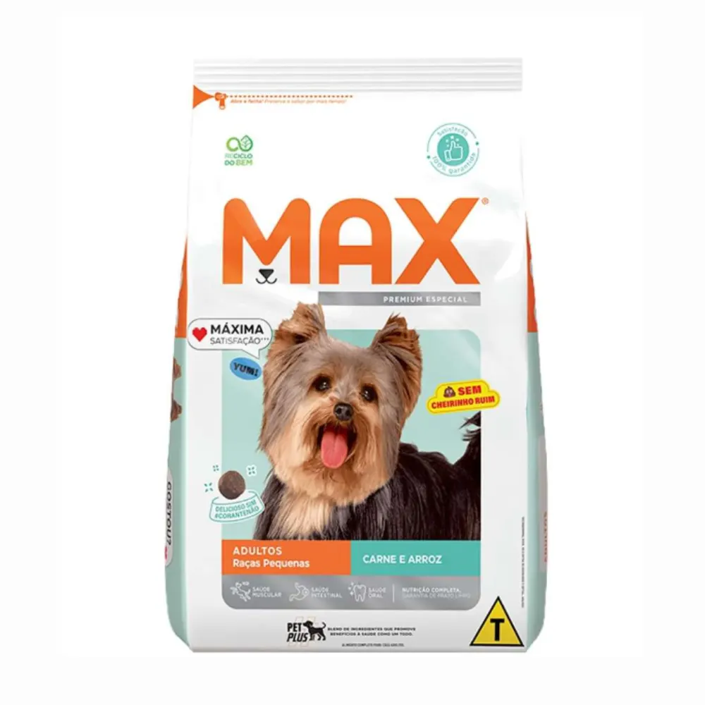 Ração Max Cães Adultos Porte Pequeno Carne e Arroz 20 Kg