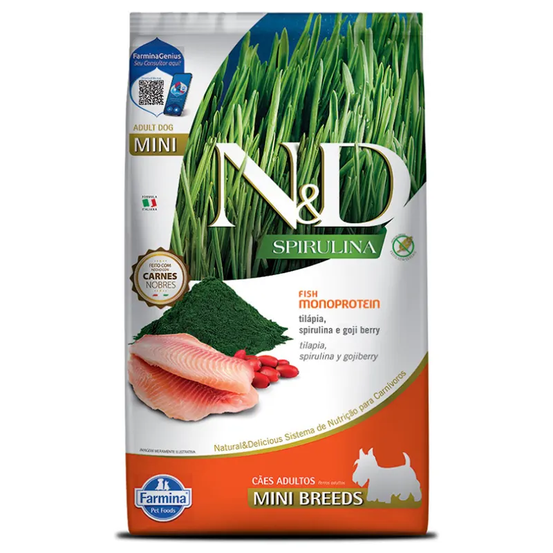 Ração N&d Spirulina Cães Adultos Mini Tilápia 2 Kg