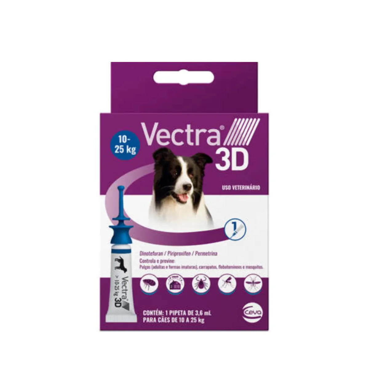 Antipulgas e Carrapatos Vectra 3D 3,6 mL Cães 10 a 25 Kg