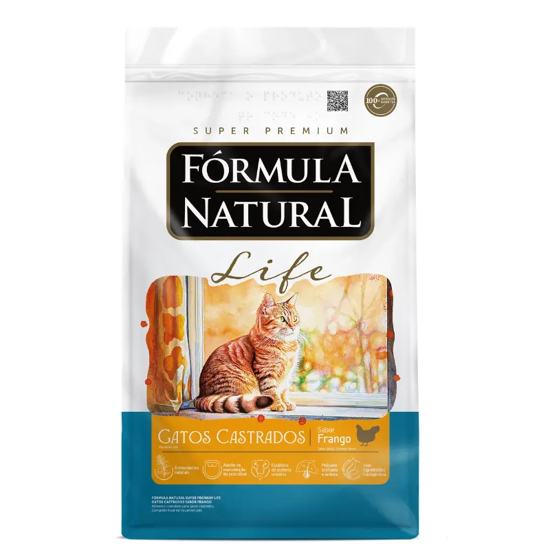 Ração Fórmula Natural Life para Gatos Castrados Sabor Frango 10,1 Kg
