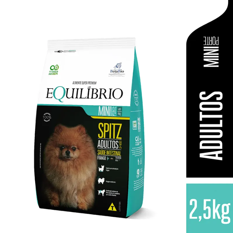 Ração Equilíbrio Spitz Cães Adultos Porte Mini Pequeno Sabor Frango 2,5 Kg
