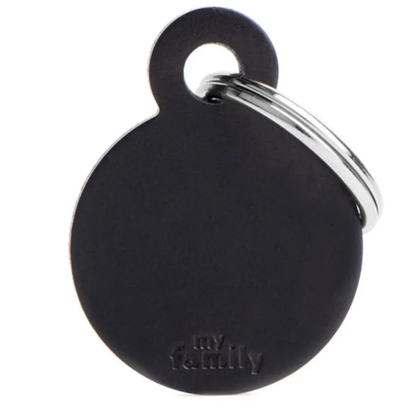 Medalha de Identificação My Family Círculo Basic Alumínio Preto