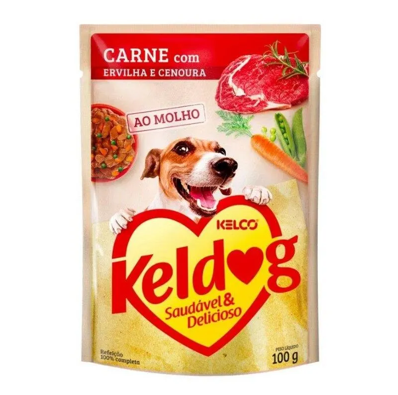 Ração Úmida Keldog Carne Com Ervilha e Cenoura 100 g