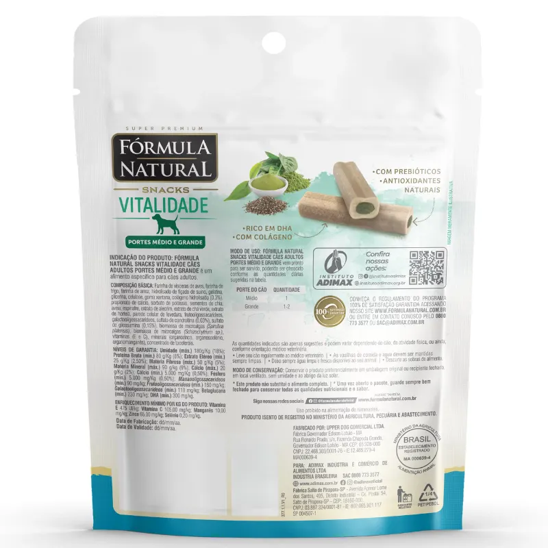 Fórmula Natural Snacks Cães Adultos Vitalidade M 120 g