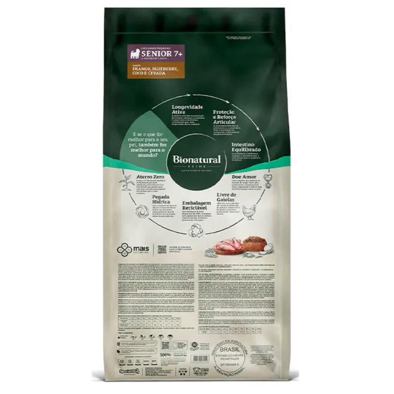 Ração Bionatural Cães Sênior 7+  Raças Pequenas Frango 10,1 Kg