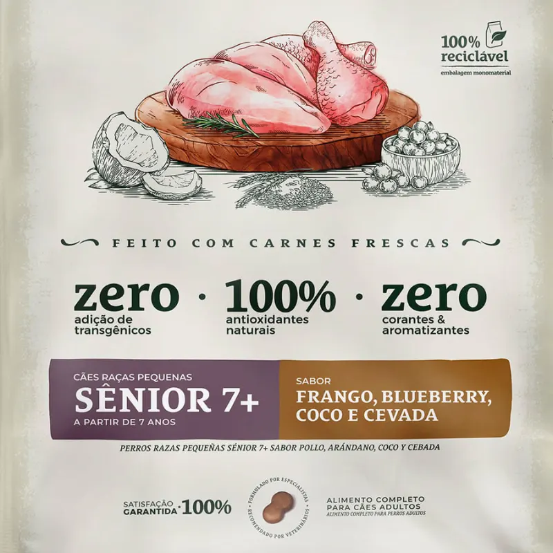 Ração Bionatural Cães Sênior 7+  Raças Pequenas Frango 10,1 Kg