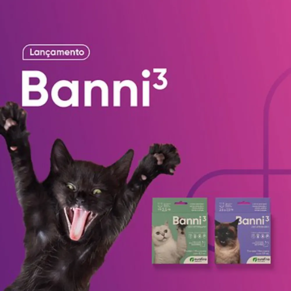 Banni 3 Gatos Até 7,5kg 0,90ml Vermes Pulgas Sarna Piolho