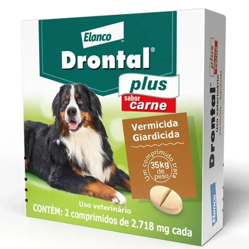 Drontal Plus para Cães até 35 Kg com 2 Comprimidos