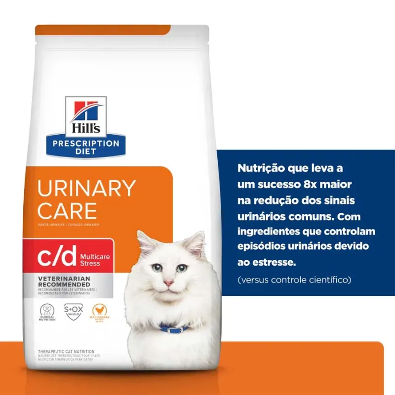 Ração Hill's Prescription Diet C/D Multicare Stress Gatos Adultos Cuidado Urinário 1,8 kg