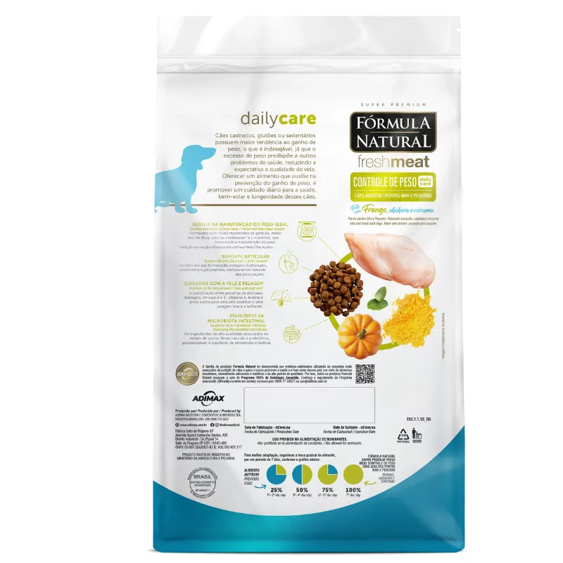 Ração Fórmula Natural Fresh Meat Cães Adultos Light Raças Mini e Pequena 7 Kg
