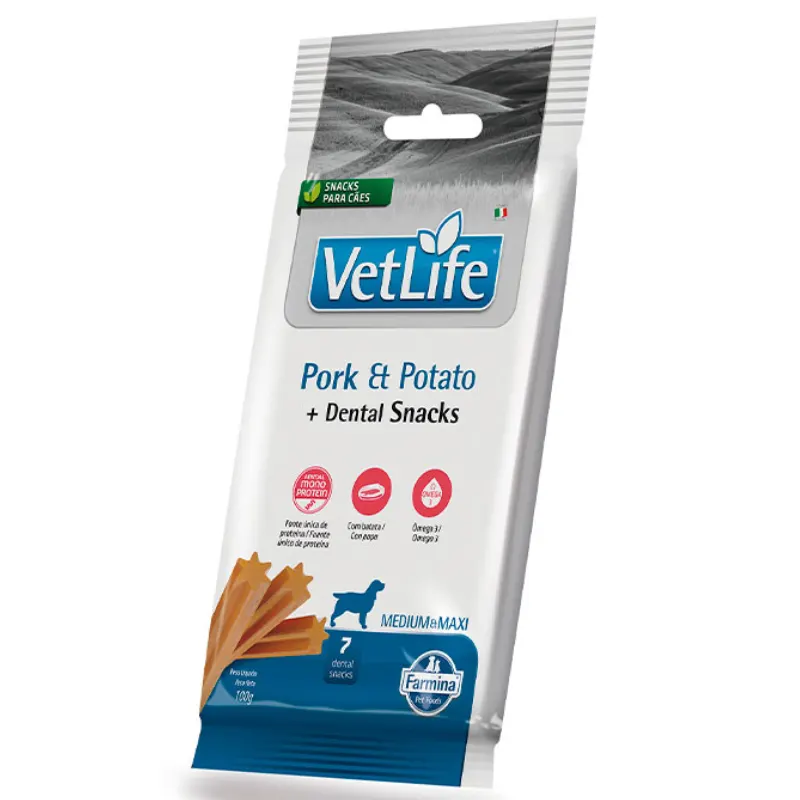 Petisco Dental Vet Life Pork Potato para Cães de Raças Médias e Grandes 100 g