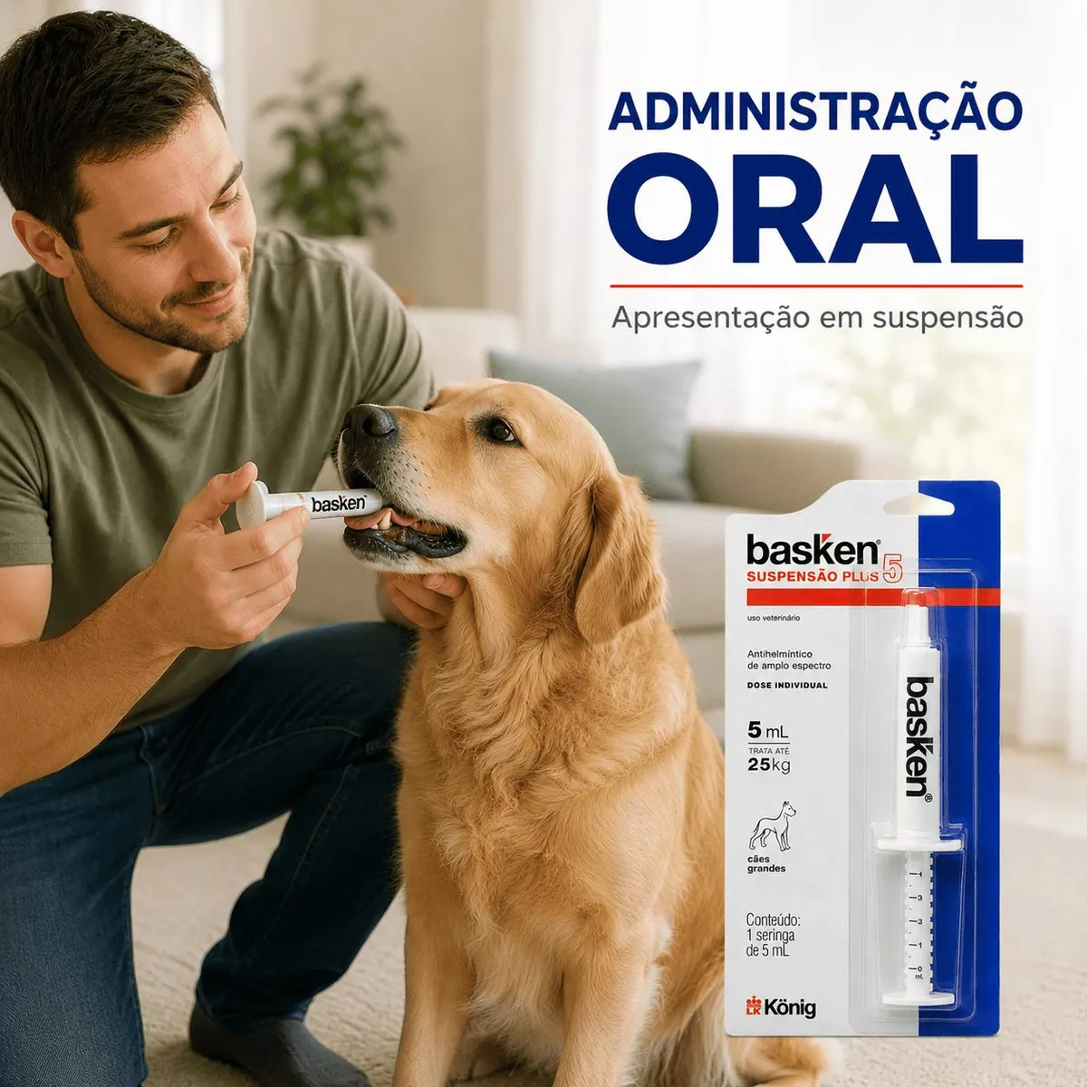 Vermífugo König Basken Suspensão Plus5 para Cães até 25 Kg 5ml