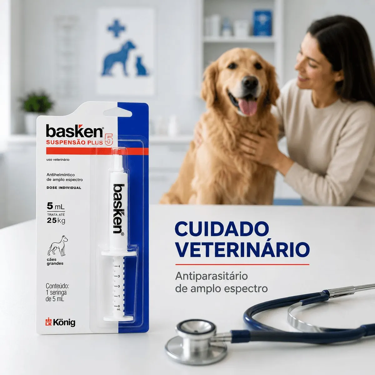 Vermífugo König Basken Suspensão Plus5 para Cães até 25 Kg 5ml