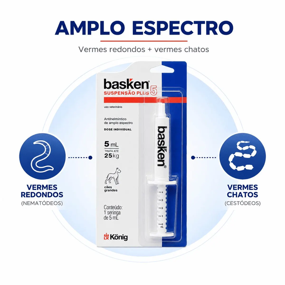 Vermífugo König Basken Suspensão Plus5 para Cães até 25 Kg 5ml