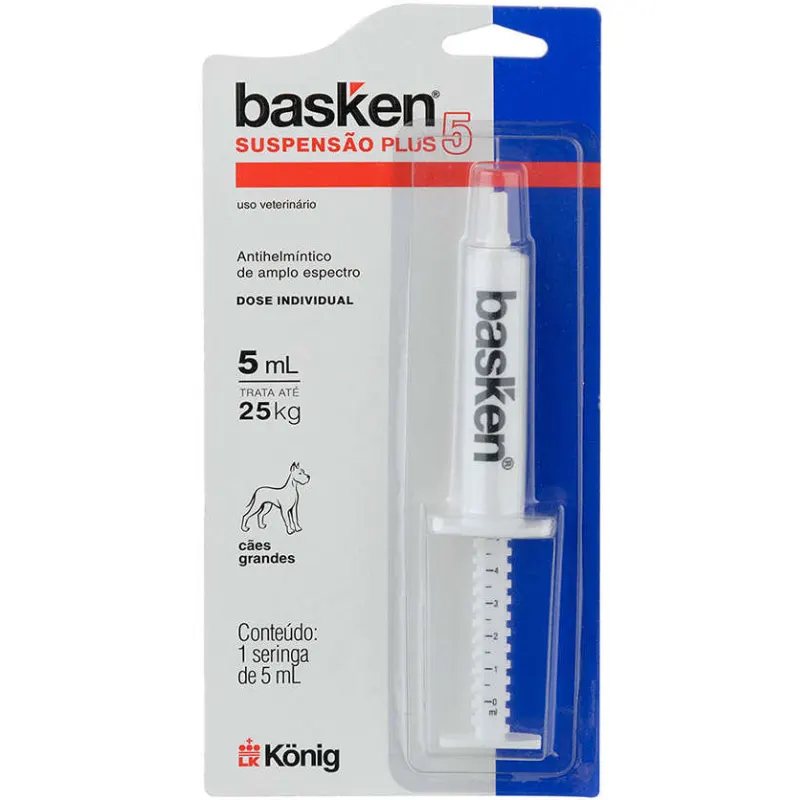 Vermífugo König Basken Suspensão Plus5 para Cães até 25 Kg 5ml