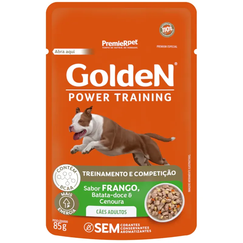 Ração Úmida Golden Power Training Sabor Frango e Arroz 80 g