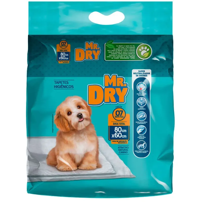 Tapete Higiênico Mr Dry com 7 Unidades 80x60