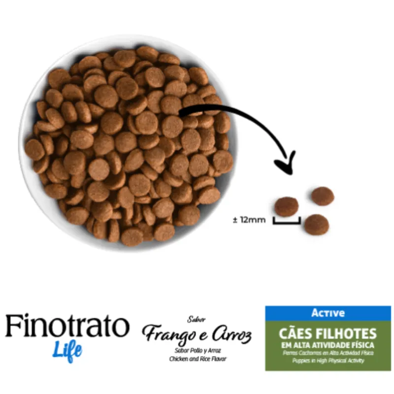 Ração Finotrato Life Active Sabor Frango e Arroz para Cães Filhotes 15 Kg