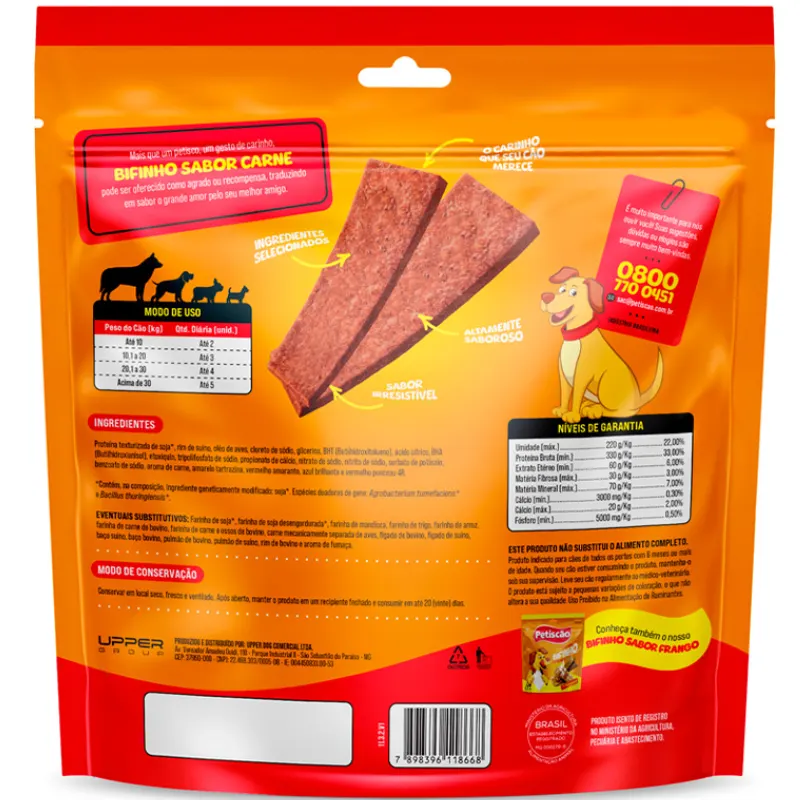Petiscão Tablete Bifinho Mastigável Carne 250 g
