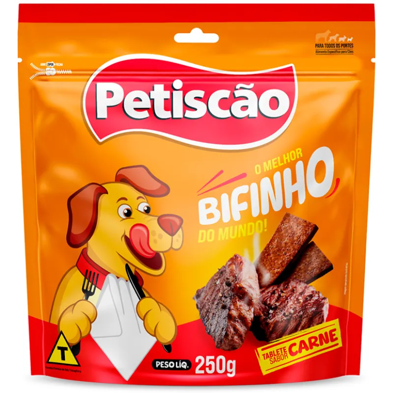 Petiscão Tablete Bifinho Mastigável Carne 250 g