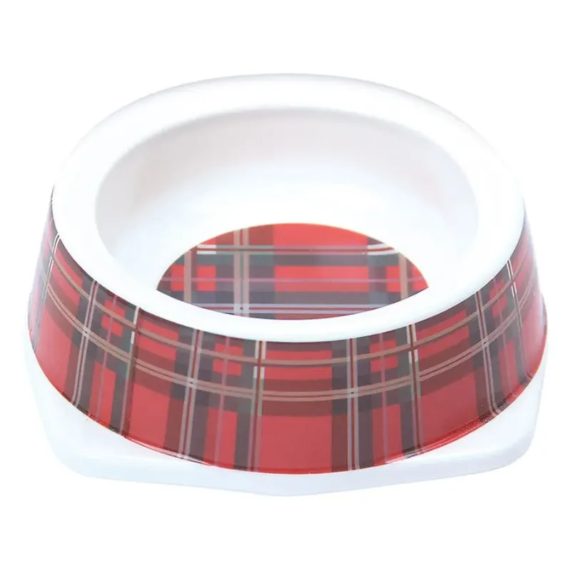 Tigela Jambo Plástica Tartan Para Gatos