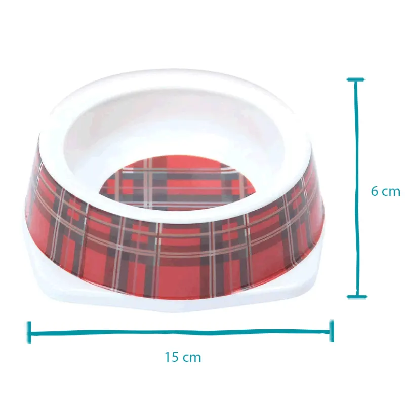Tigela Jambo Plástica Tartan Para Gatos