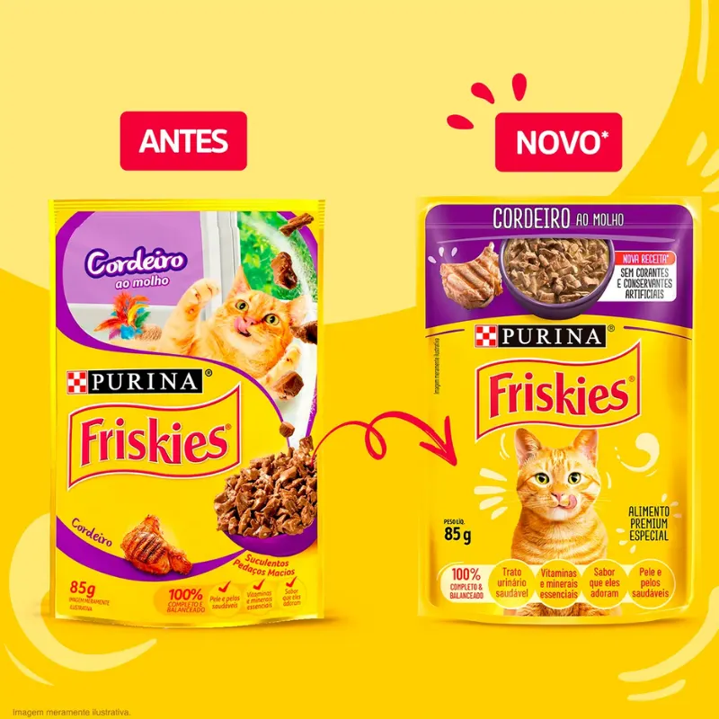 Friskies Sachês para Gatos Adultos Sabor Cordeiro 85g