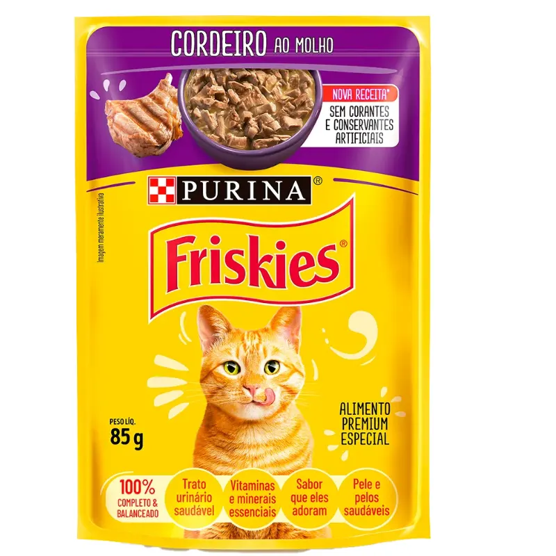Friskies Sachês para Gatos Adultos Sabor Cordeiro 85g