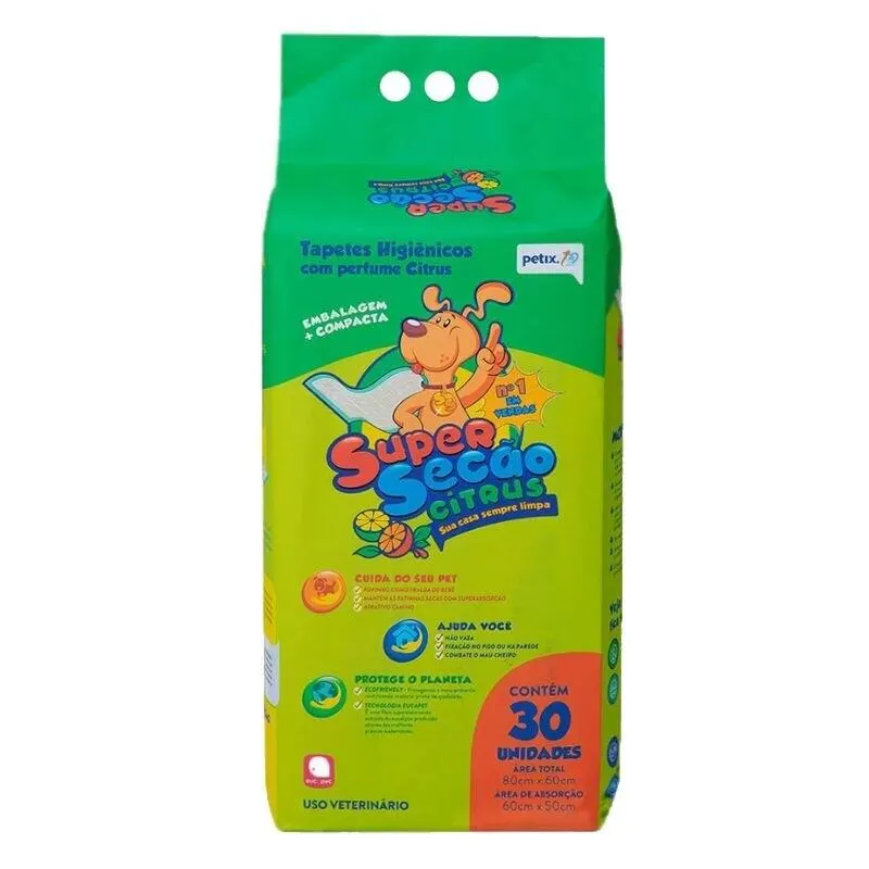 Tapete Higiênico Super Secão Petix CITRUS 80x60 - 30 Un